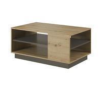 Komodee Table Basse ANDEBU - Chêne - Gris Graphite - Étagère - Largeur 100 cm, Hauteur 46 cm, Profondeur 60 cm