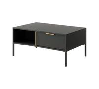 Komodee Table Basse LAVIK - Anthracite - Tiroirs - Accessoires dorés - Largeur 97 cm, Hauteur 45 cm, Profondeur 60 cm