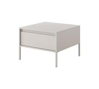 Komodee Table Basse SELBU - Beige - Tiroir - Façades rainurées - Largeur 68 cm, Hauteur 49 cm, Profondeur 68 cm