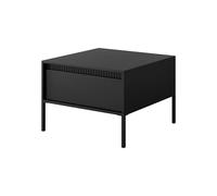 Komodee Table Basse SELBU - Noir - Tiroir - Façades rainurées - Largeur 68 cm, Hauteur 49 cm, Profondeur 68 cm