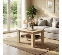 Komodee Table Basse Sola - Chêne Sonoma - Étagère supplémentaire - Largeur 55 cm, Hauteur 43 cm, Profondeur 55 cm