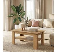 Komodee Table Basse Sola - Chêne Wotan - Étagère supplémentaire - Largeur 90 cm, Hauteur 43 cm, Profondeur 55 cm