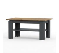 Komodee Table Basse Sola - Grise - Chêne - Étagère supplémentaire - Largeur 90 cm, Hauteur 43 cm, Profondeur 55 cm