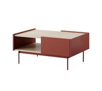 Komodee Table de Chevet Kelowna Rouge 97x45x65 cm | Table basse Kelowna - Rouge, Chêne - Deux tiroirs - Largeur 97 cm, Hauteur 45 cm, Profondeur 65 cm
