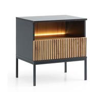 Komodee Table de Chevet Laval Noir/Chene Wotan 54x56x39 cm | Laval ST97 - table de jour avec tiroir, noir, chêne Wotan, largeur 54 cm, hauteur 56 cm, profondeur 39 cm