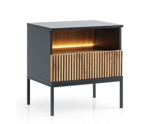 Komodee Table de Chevet Laval Noir/Chene Wotan 54x56x39 cm | Laval ST97 - table de jour avec tiroir, noir, chêne Wotan, largeur 54 cm, hauteur 56 cm, profondeur 39 cm