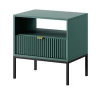 Komodee Table de Chevet Nanaimo Vert 54x56x39 cm | Table de Chevet NANAIMO - Vert - Poignées dorées - Avec tiroir - Largeur 54 cm, Hauteur 56 cm, Profondeur 39 cm