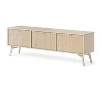 Komodee Tofino TV158 - Meuble TV, Beige Sable/parquet scandinave, Largeur 158 cm, Hauteur 52 cm, Profondeur 38 cm