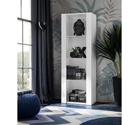 Komodee Vitrine Armoire Tivoli, Blanc/Blanc, Largeur 55cm x Hauteur 159cm x Profondeur 35cm, sans LED, 3 étagères en Verre, pour Salon, Chambre, Entrée