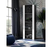 Komodee Vitrine Armoire Tivoli, Noir/Blanc, Largeur 55cm x Hauteur 159cm x Profondeur 35cm, sans LED, 3 étagères en Verre, pour Salon, Chambre, Entrée