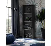 Komodee Vitrine Armoire Tivoli, Noir/Noir, Largeur 55cm x Hauteur 159cm x Profondeur 35cm, sans LED, 3 étagères, pour Salon, Chambre, Entrée