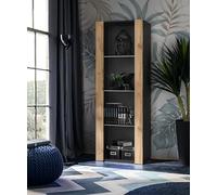 Komodee Vitrine Armoire Tivoli, Noir/Wotan, Largeur 55cm x Hauteur 159cm x Profondeur 35cm, sans LED, 3 étagères en Verre, pour Salon, Chambre, Entrée