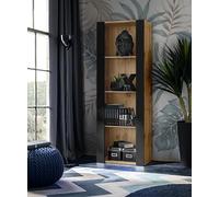 Komodee Vitrine Armoire Tivoli, Wotan/Noir, Largeur 55cm x Hauteur 159cm x Profondeur 35cm, sans LED, 3 étagères, pour Salon, Chambre, Entrée