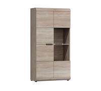 Komodee Vitrine Debout LYNGDAL - Chêne Sonoma - Étagère en Verre - Largeur 80 cm, Hauteur 158 cm, Profondeur 37 cm
