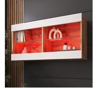 Komodee Vitrine Mural Horizontal Tivoli - Blanc Wotan - 100 x 50 x 29 cm - LED RVB