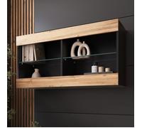 Komodee Vitrine Mural Horizontal Tivoli - Wotan Noir - 100 x 50 x 29 cm - sans LED