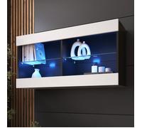 Komodee Vitrine Suspendue Horizontal Tivoli - Blanc Noir - 100 x 50 x 29 cm - LED Bleues