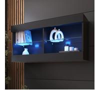 Komodee Vitrine Suspendue Horizontal Tivoli - Noir Noir - 100 x 50 x 29 cm - LED Bleues