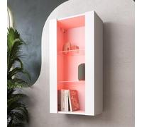 Komodee Vitrine Suspendue Tivoli, Blanc Blanc, Largeur 50 cm x Hauteur 100 cm x Profondeur 29 cm, LED RVB, pour Salon, Chambre