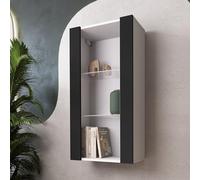Komodee Vitrine Suspendue Tivoli, Noir Blanc, Largeur 50 cm x Hauteur 100 cm x Profondeur 29 cm, sans LED, pour Salon, Chambre