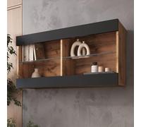 Komodee Vitrine Suspendue Tivoli, Noir Wotan, Largeur 100 cm x Hauteur 50 cm x Profondeur 29 cm, sans LED, pour Salon, Chambre