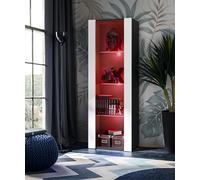 Komodee Vitrine Tivoli A2 Noir/Blanc 55x159x35 cm | Vitrine Armoire Tivoli, Noir/Blanc, Largeur 55cm x Hauteur 159cm x Profondeur 35cm,LED RGB , 3 étagères en verre