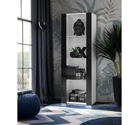 Komodee Vitrine Tivoli Blanc/Noir 55x159x35 cm | Vitrine Armoire Tivoli, Blanc/Noir, Largeur 55cm x Hauteur 159cm x Profondeur 35cm, sans LED, 3 étagères en verre
