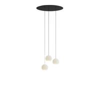 Komot Kos Trio S Canopy round Pendelleuchte, blanc mat, câble acier inoxydable