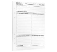 KOMPASS® Daily Planner | Inserts pour planificateur A5 | 30 feuilles pour hiérarchisation des tâches et gestion du temps | Matrix, To-Do Lists & Reflection | Bullet Journal & Productivity Refills