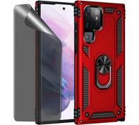 Kompatibel Case For Samsung Galaxy S22 Ultra Red Protective Case With Privacy Glass Screen Protector Anti-Spy