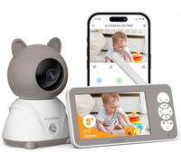 kompinac 2K/5" Babyphone Caméra Bebe, Baby Phone Vidéo connecté Smartphone,PTZ 360°, Visiophone avec Alertes Intelligentes/Vision Nocturne/Surveillance des Mouvements & Suivi Automatique