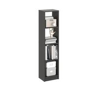 Komto Bibliothèque Anthracite - Etagere Rangement Chambre 30 cm Largeur, Bookcase avec 4 Niches, Étagère Colonne Étroite | LAKO 126,5 x 30 x 24