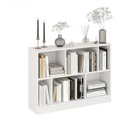Komto Bibliothèque Blanc - Meuble Cube 6 Cases Design pour Salon, Chambre ou Bureau | Étagère de Rangement Rectangulaire 110 x 79,4 x 29 cm