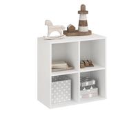 Komto Bibliothèque Blanche - Meuble Cube 4 Cases, Étagère de Rangement pour Salon, Chambre ou Bureau | Nubo 61 x 60,8 x 29 cm
