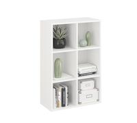Komto Bibliothèque Blanche - Meuble Cube 6 Cases, Étagère de Rangement pour Salon, Chambre ou Bureau | Nubo 61 x 92 x 29 cm