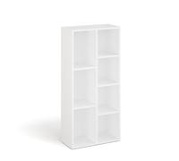 Komto Bibliothèque Blanche - Meuble Étagère à 7 Niveaux, Utilisable en Position Verticale ou Horizontale, pour Salon, Chambre ou Bureau | Sola 50L x 24P x 106H cm