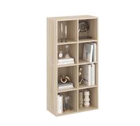Komto Bibliothèque Chêne Sonoma - Meuble Cube 8 Cases, Étagère de Rangement pour Salon, Chambre ou Bureau | Nubo 61 x 120 x 29 cm