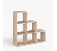 Komto Bibliothèque Escalier Chêne Sonoma - Meuble Cube de Rangement 6 Cases 30x30 cm, Casier en Bois pour Salon, Chambre ou Bureau | Étagère Vexo