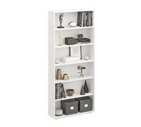 Komto Bibliothèque Étagère Rangement - Meuble Blanc Colonne à 6 Niveaux pour Livres, Bibliothèque pour Salon, Chambre ou Bureau | Lumo 80 x 180 x 24 cm (LxHxP)