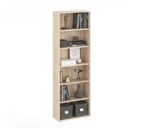 Komto Bibliothèque Étagère Rangement - Meuble Chêne Sonoma Colonne à 6 Niveaux pour Livres, Bibliothèque pour Salon, Chambre ou Bureau | Lumo 60 x 180 x 24 cm (LxHxP)