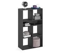 Komto Bibliothèque Noire - Meuble Cube de Rangement pour Salon, Bureau ou Chambre Enfant | Étagère RIM6 65,8 x 30,7 x 112,5 cm