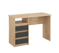 Komto Bureau avec Rangement - Modèle Chêne Miel/Anthracite avec 3 Tiroirs, Idéal pour Chambre Ado ou Espace de Travail, Style Moderne | Oslo 110 x 50 x 74 cm