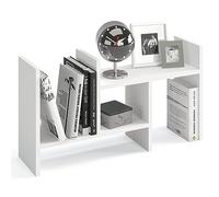 Komto Étagère Bureau Blanc - Bibliothèque Modulable à Poser ou Fixer, Rangement en Bois pour Bureau, Cuisine ou Chambre | Shelf K 51-97 x 20 x 40 cm
