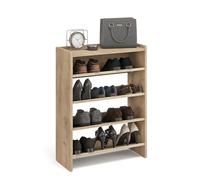 Komto Étagère Chaussures Chêne Miel - Meuble Range Chaussure 4 Niveaux avec Etagere Supérieure, Porte-Chaussures pour Entrée, Dressing ou Penderie | Elexis 60 x 80 x 25 cm (L x H x P)