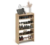 Komto Étagère Chaussures Chêne Miel - Meuble Range Chaussure 5 Niveaux avec Etagere Supérieure, Porte-Chaussures pour Entrée, Dressing ou Penderie | Elexis 60 x 98 x 25 cm (L x H x P)