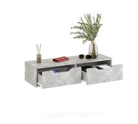 Komto Etagere Murale Béton avec 2 Tiroirs - Console Suspendue, Table de Chevet, Coiffeuse ou Meuble d’Entrée | NOKA 100 x 32,5 x 22 cm