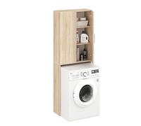 Komto Gizmo Meuble Machine à Laver - Chêne Sonoma, Meuble Salle de Bain Rangement, Armoire au-Dessus du Lave-Linge, Armoire pour Machine à Laver | 65 x 180 x 27 cm (LxHxP)