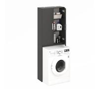 Komto Meuble Machine à Laver - Anthracite, Meuble Salle de Bain Rangement, Armoire au-Dessus du Lave-Linge, Armoire pour Machine à Laver | Gizmo 65 x 180 x 27 cm (LxHxP)