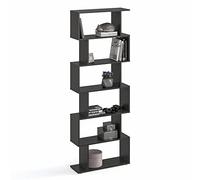 Komto Shelf 190 Bibliothèque Moderne Anthracite- Étagère Asymétrique de Séparation pour Salon ou Bureau | Meuble de Rangement, Étagère Manga et Figurines |191x70x24 cm