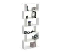 Komto Shelf 190 Bibliothèque Moderne Blanche - Étagère Asymétrique de Séparation pour Salon ou Bureau | Meuble de Rangement, Étagère Manga et Figurines |191x70x24 cm